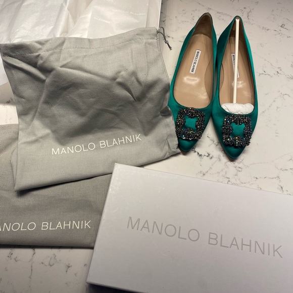 Manolo Blahnik Hangisi flats in green. Size 38 7.5 US. New/unworn. Authentic - Picture 3 of 8